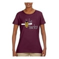 thumbnail image 2 of Be Fearless Buzzing Bee Pop Culture Womens Graphic T-Shirt, Maroon, X-Large, 2 of 3