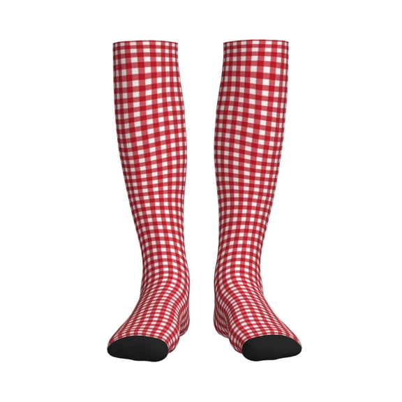 Rateoe Red Checkboard Compression Socks for Women and Men 20-30mmHg-Circulation Support Socks Knee High Nurse Pregnant Running Medical and Travel Athletic