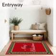 thumbnail image 3 of ODIKA 2'x3' Machine Washable Non-Slip Area Rug, Merry Typography with Interlocking Holly Leaf Borders High Traffic Rug with Pad, Red, 742264, 3 of 8