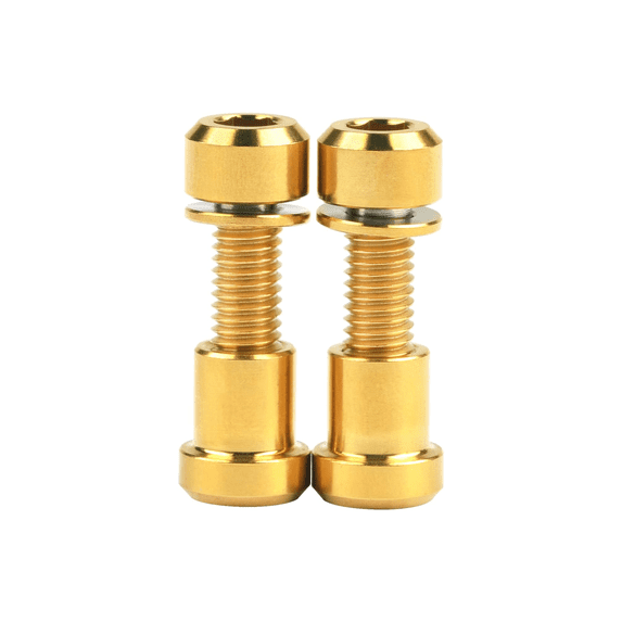 Wanyifa Titanium M5x16 18 20mm Bolt with Washer Hex Head Screw Steerer Clamp Nut for Bicycle Stem Front Forking Lock,M5x20 mm,Gold,1 Pair