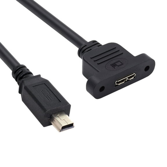 CY Mini USB 2.0 5Pin Male to Micro 3.0 Type-B Female Screw Mount Type Extension Cable 480Mbps