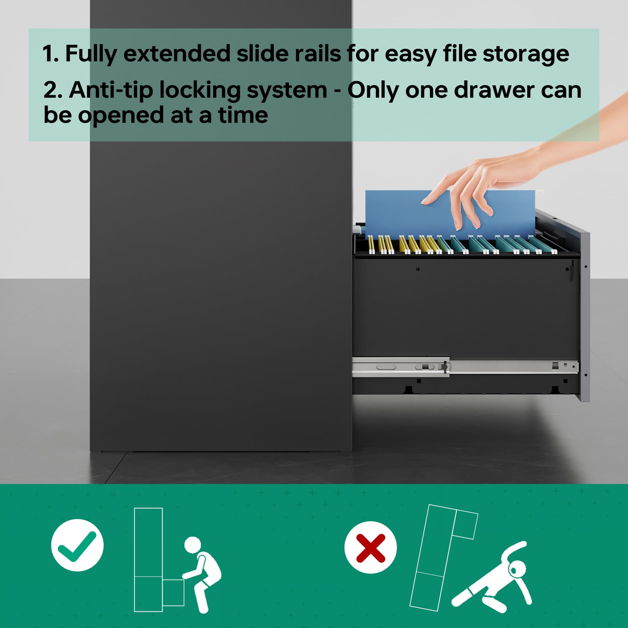 Fesbos File Cabinet with Lock-Lateral 4 Drawer Metal Filing Cabinets-Organization Storage Cabinets for Home Office-Hanging Letter/Legal/F4/A4 Size