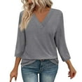 thumbnail image 2 of Texiao 3/4 Length Sleeve Women's Tops V Neck Casual Tunic Tops Basic Shirts Loose Fit Blouse, 2 of 9