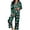 v-42Dark Green141, variant on HAYIMI Women Christmas 2 Piece Pajama Set, Long Sleeve Lapel Button-Down Tops And Pants Set, Xmas Print Loungewear Sleepwear