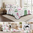 thumbnail image 6 of Twin XL Quilt Set 68''x98'', Pink Flamingos Lightweight Summer Bedspread Coverlet Set with 2 Pillow Shams, Summer Green Tropical Palm Leaves Breathable All Season Quilt Bedding for Dorm/Guest Room, 6 of 9