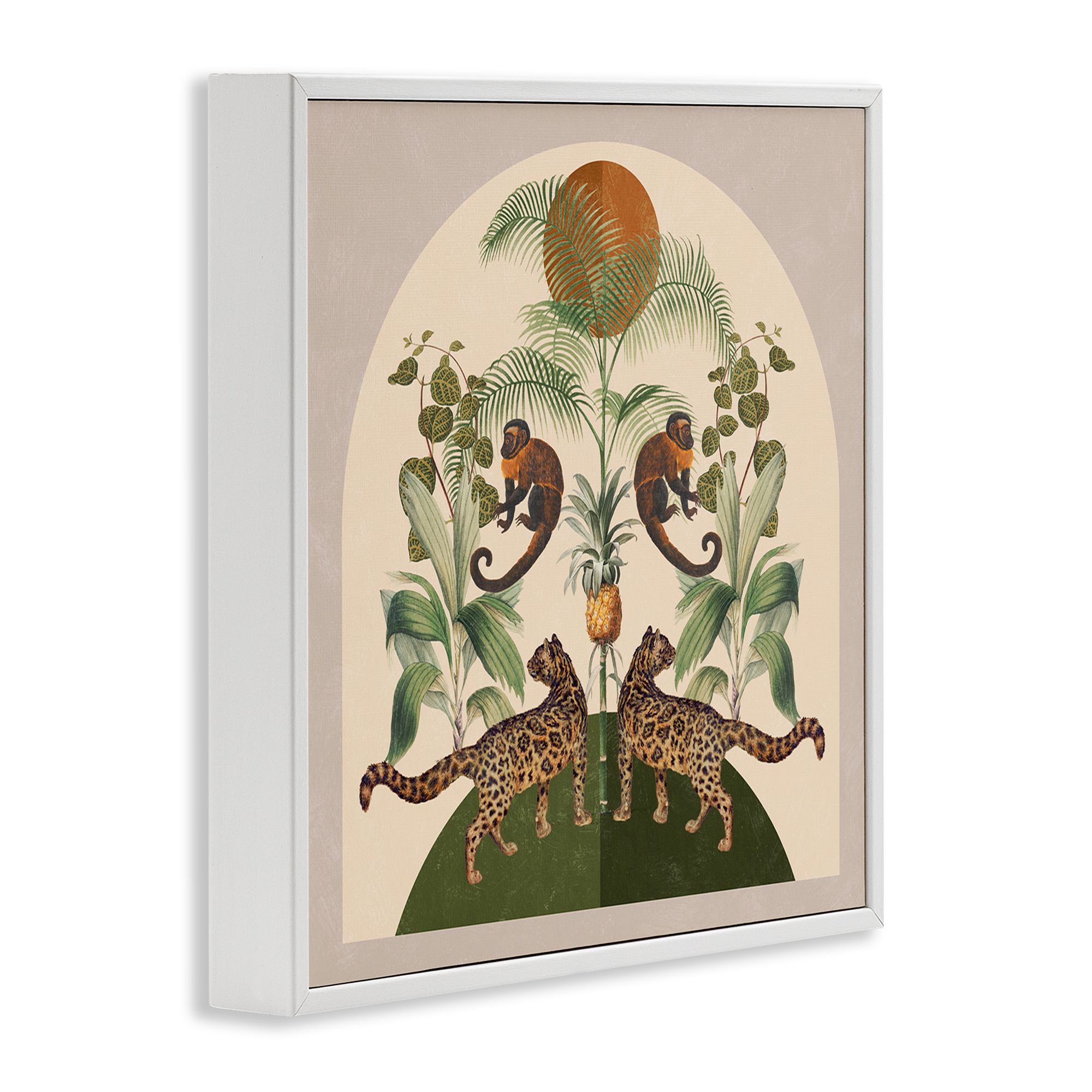 Stupell Industries Boho Jungle Animals Landscape Painting White Framed Art Print Wall Art, 12 x 12