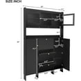 thumbnail image 2 of Contemporary Shoe Cabinet with Open Storage Platform, Tempered Glass Hall Tree w/ 3 Flip Drawers, Versatile TallCabinet with 4 Hanging Hooks for Hallway, 2 of 7
