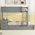 thumbnail image 2 of Gray Bunk Bed with Twin Trundle, USB Outlets and Storage | For Small Spaces and Big Family Gatherings | Simplifies Room Management, 2 of 2