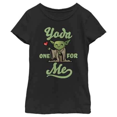 Girl s Star Wars Valentine s Day Yoda One for Me Black Graphic Tee Black Small