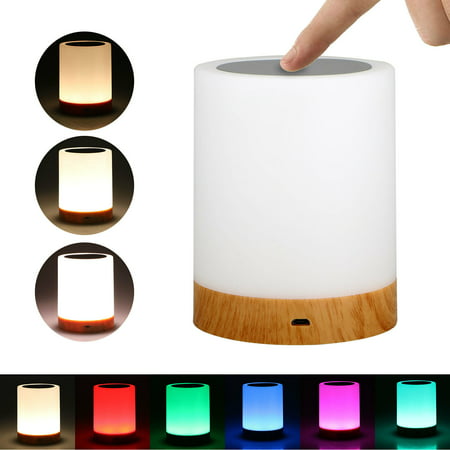 EEEkit Bedside Touch Sensor Lamp, USB Rechargeable Dimmable Table Lamp LED,3 Levels Dimmer, 6-Color Mode Smart Atmosphere Mood Night Light...