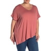 Women's Plus Side Slit Stretch V-Neck Top 2X