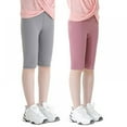 thumbnail image 4 of URMAGIC 2 Pack Toddler Girls Skinny Stretch Athletic Leggings Little Kids High Waisted Yoga Pants Knee Length 4-13 Years, 4 of 16