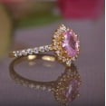 thumbnail image 3 of Gems Jewels 2.70 Ctw Oval Cut Pink Sapphire & Diamond Wedding Anniversary Engagement Halo Ring 14K Yellow Gold Plated 925 Sterling Silver 925 Sterling Silver -7.5, 3 of 4
