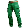 thumbnail image 3 of BUWTTED Men's Casual Pants Western Cargo Casual Work Trousers with Multiple Utility Pockets Outdoor Daily Wear Green Pants XL, 3 of 5