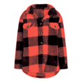 thumbnail image 3 of felwors Fuzzy Fleece Jackets for Women Casual Button Down Sherpa Jacket Warm Plaid Shacket Trendy Winter Coats Outwear 2025 Orange, L, 3 of 4