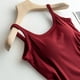 thumbnail image 5 of Camiseta interior de color liso con relleno en el pecho para mujer: camiseta sin mangas adelgazante 80 % algodón y spandex para deporte y ropa exterior., 5 of 7