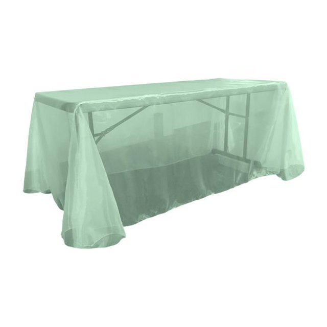 LA Linen TCOrgz90X132-Mint267 Sheer Mirror Organza Rectangular Tablecloth, Mint - 90 x 132 in.