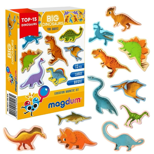Set de imanes Magdum Dinosaur para niños mayores de 3 años, 15 imanes