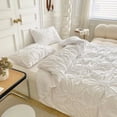thumbnail image 4 of Rustic French Style Textured Flower Pinch Pleated White Duvet Cover Set Solid Luxury Bedding Sets,King Size, 4 of 5