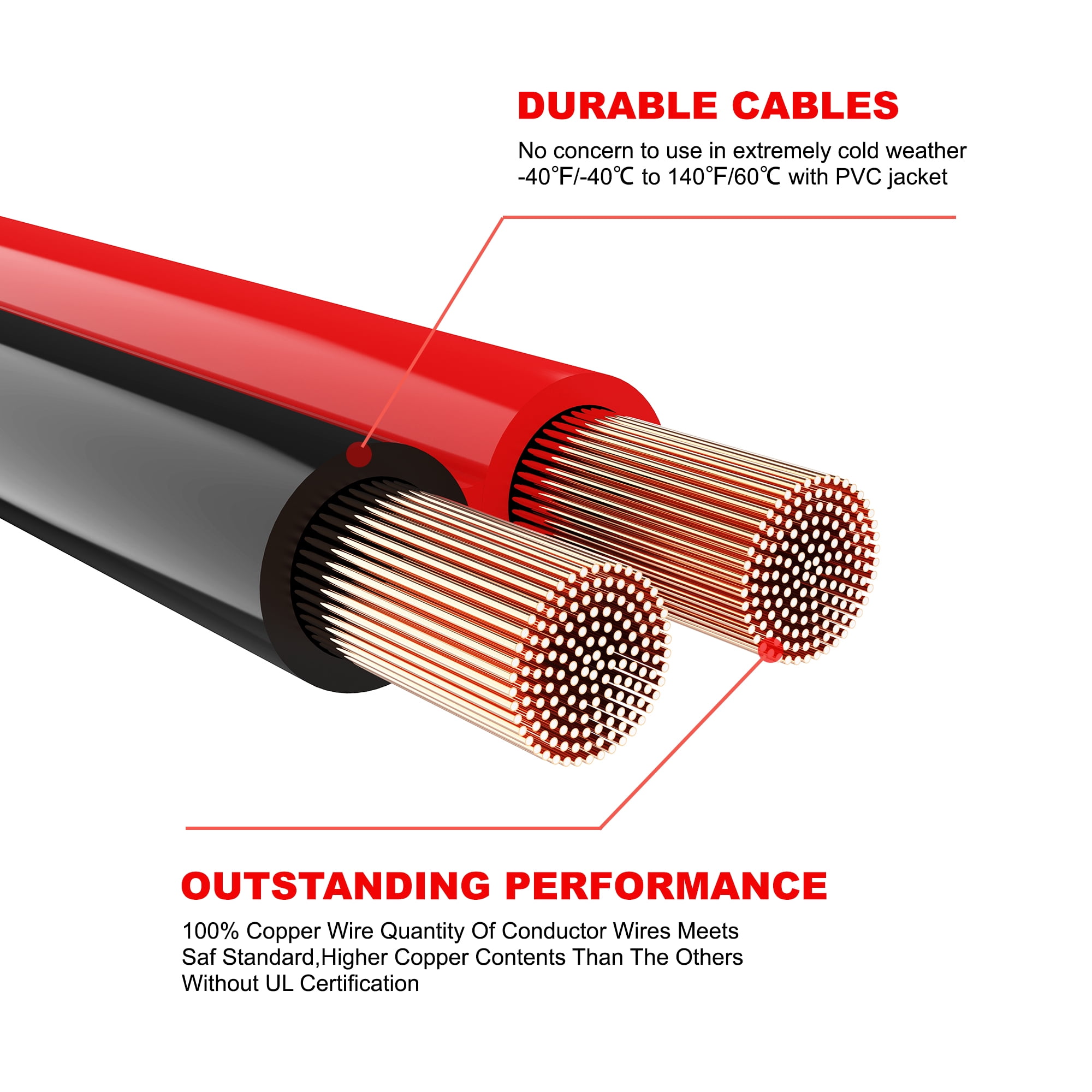 AWELTEC Automotive Jumper Cables ,Heavy Duty 4 Gauge 20 Feet Booster Battery Cable