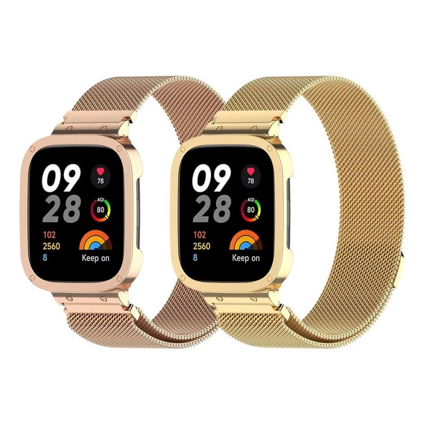 2 Correa + Funda Acero Milanis Para Redmi Watch 3 / 3 Active