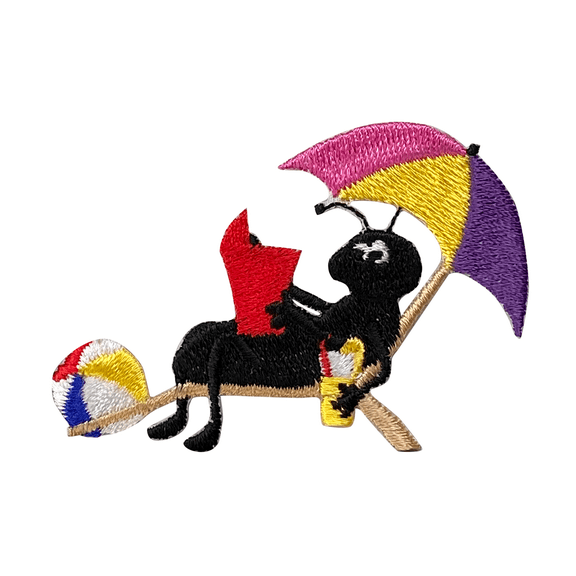 Black Ant, Beach Chair, Umbrella, Embroidered, Iron-on Patch