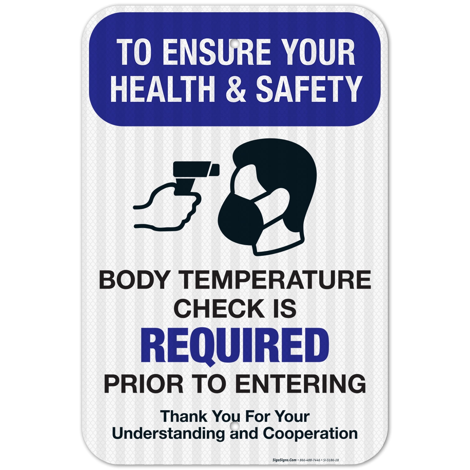 Body Temperature Check Required Sign, Social Distancing Sign, 12x18 ...