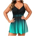 thumbnail image 2 of Karight Plus Size Swimsuit for Women 2 Piece Tankini Vintage Bathing Suit Beach Seaside Flowy Swimdress with Short, 2 of 5