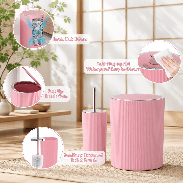 Lightpik Light Pink Bathroom Accessories Set 10pc Restroom Sets - Walmart.com