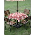 thumbnail image 4 of Outdoor Tablecloths with Umbrella Hole & Zipper, Tropical Plants 54x54 Inch Square Tablecloths, Summer Farmhouse Vintage Camels Red Waterproof Table Cloth, Patio/Pool/Picnic Table Covers, 4 of 8