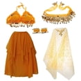 thumbnail image 2 of 5/set chico traje de danza del vientre niñas moneda borla danza egipcia vestido de lujo S/M/L Amarillo Sunnimix Traje de la danza del vientre, 2 of 8