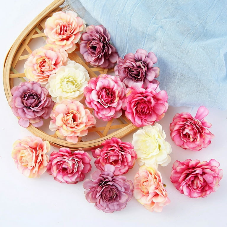 5Pcs Fake Flower Heads Bulk Silk Rose Artificial Flowers Wedding