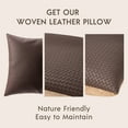 thumbnail image 3 of Phantoscope Modern Faux Leather Woven Square Cusion Solid Accent Decorative Throw Pillow for Couch, 20" x 20", Dark Coffee, 2 Pack, 3 of 7