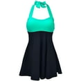 thumbnail image 2 of Gibobby Conjunto de Traje de Baño para Mujer Traje de baño de estilo de falda dividida con empalme de color sólido con cordones y cuello colgante sexy pa(Verde,XL), 2 of 4