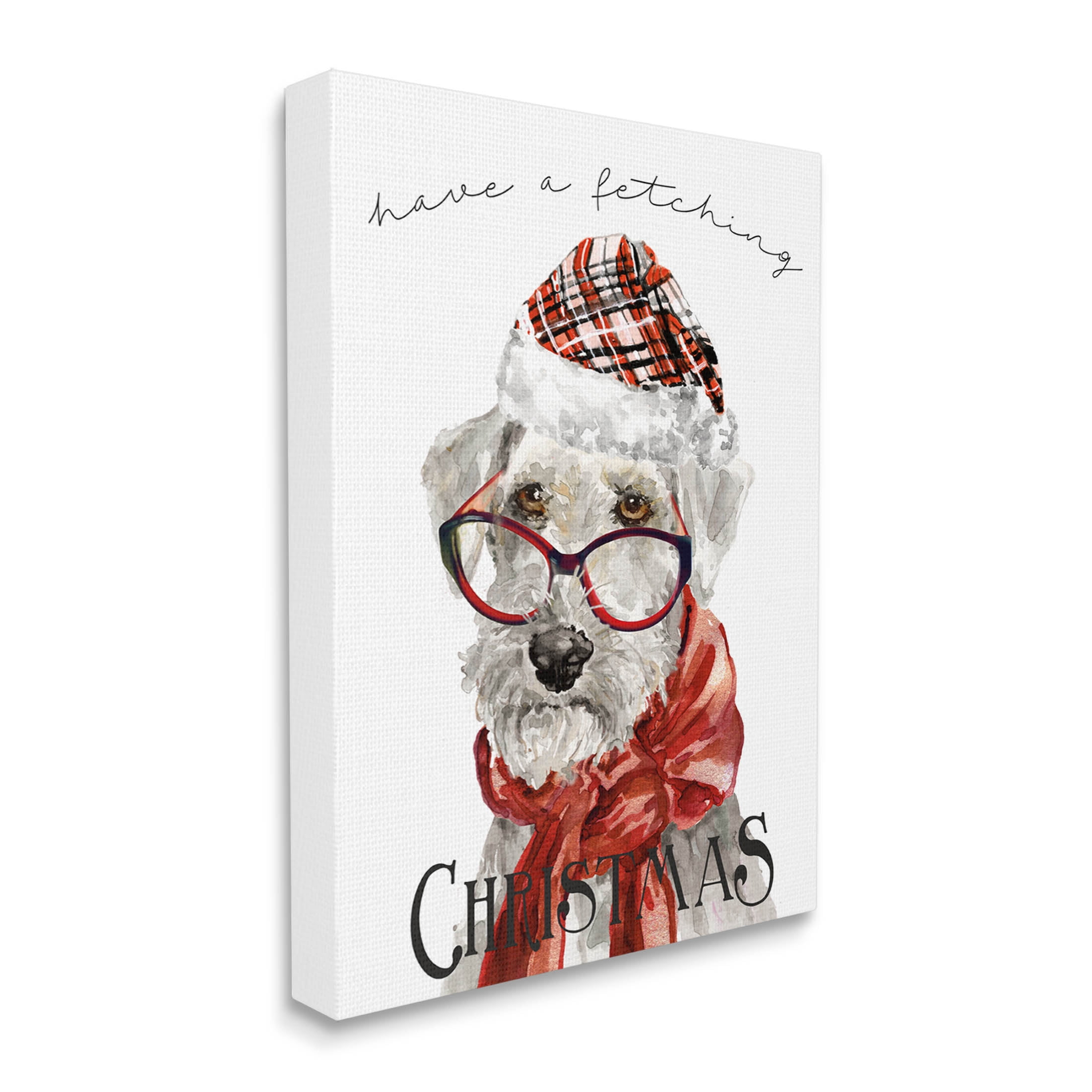Stupell Industries Have a Fetching Christmas Dog Graphic Art Gallery Wrapped Canvas Print Wall Art, Design by Livi Finn