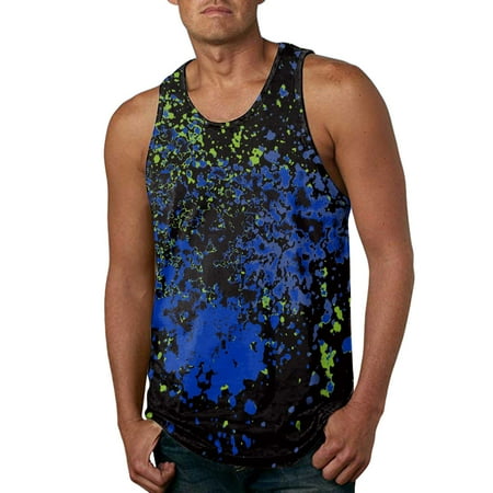 

Pianpianzi Mens under Shirts Spandex Full Sleeve Scrub Top Short Men Men Casual Spring Summer Sleeveless Printed O Neck Shirt Tank Tops Blouse