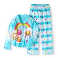 Girls' Button Down Top and Bottom Pajama 2-Piece Set