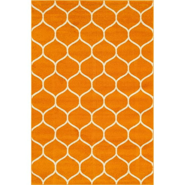 Unique Loom 3146756 6 x 9 ft. Rounded Trellis Frieze Area Rug, Orange