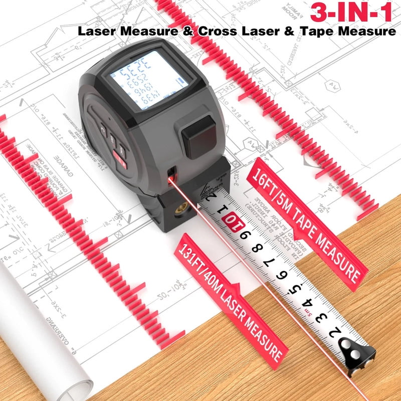 40 meter digital intelligent tape measure three in one infrared rangefinder cross projection laser tape measure