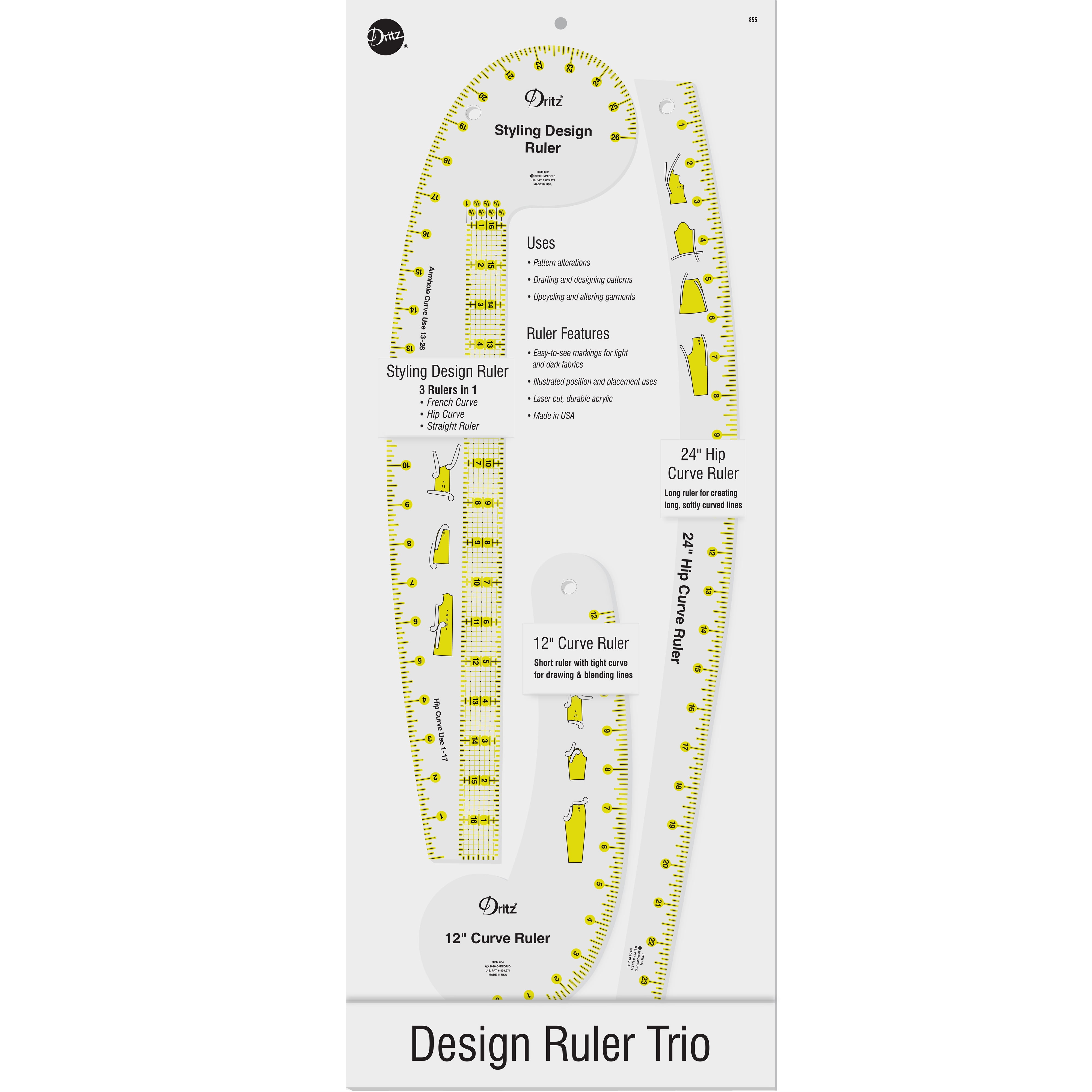 Dritz Curved Ruler New Clear 12 Inches 