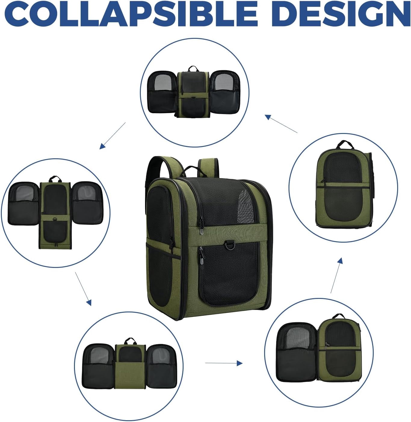 Pet Carrier Backpack for 4-18lb Cats and Dogs, Puppies, Safety Features and Cushion Back Support | for Travel, Hiking, Outdoor Use (Gray)