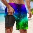 thumbnail image 2 of Men's Swim Trunks Glowing Gradient Quick Dry 2 In 1 Swim Shorts Board Shorts With Pockets Beach Swimwear Light Pink L, 2 of 4
