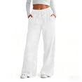 thumbnail image 2 of felwors Women's High Waisted Wide Leg Jeans Elastic Waist Drawstring Pull On Denim-Like Pants with Pockets Stretchy Casual Trousers (White, XXXL), 2 of 8