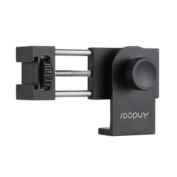 Adaptador de montaje para trípode con soporte para teléfono totalmente metálico Andoer con micrófono de montaje de zapata fría Soporte de luz de video LED Modos vertical y horizontal Andoer Poseedor