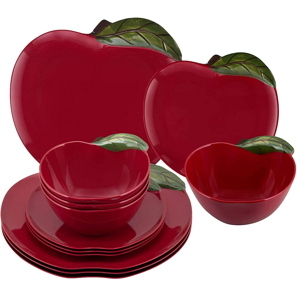 UPware 12Piece Melamine Dinnerware Set, Includes Dinner Plates, Salad