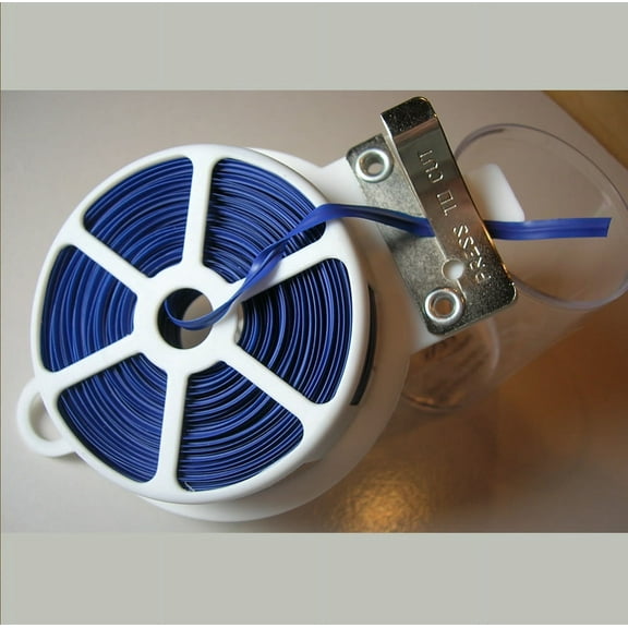 65ft (20m) BLUE flat Plastic Twist Tie Roll with Cutter