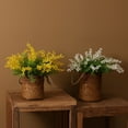 thumbnail image 1 of Rama de seda de mimosa artificial - Pack de 5 flores sintéticas amarillas y blancas para decoración del hogar, centros de mesa de bodas, arreglos para el salón, 1 of 7