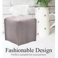 thumbnail image 2 of Tissue Box Cover, Square Decorative PU Leather Tissue Box Holder Modern Tissue Case Facial Paper Organizer Dispenser for Bathroom, Vanity Countertop, Night Stands, Desk 5X5X5'', 2 of 6