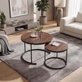 thumbnail image 3 of Ensemble de 2 Tables Basses Rondes Gigognes, Table Basse Ronde pour Salon, Tables Gigognes Gain de Place, 3 of 6