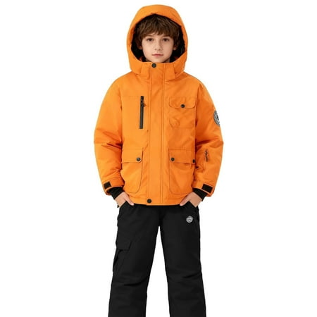 XQYLOS Kids Snowsuit Two Piece Ski Suit Boys Girls 3-14 Years Toddler Waterproof Winter Snow Suits Overalls Pants Set Jacket and Pants